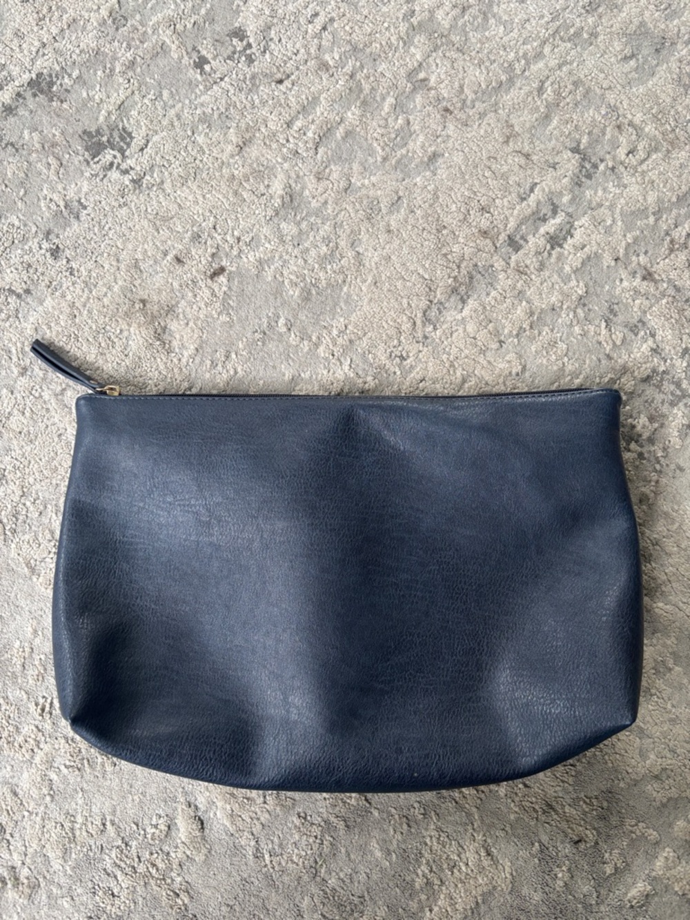 Miztique Navy Leather Travel Toiletry Pouch